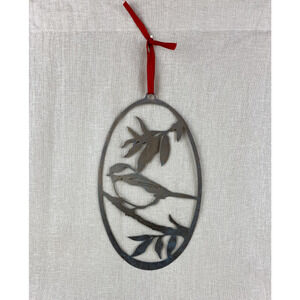 Laser Cut Metal Wall Art Chickadee Bird on Branch